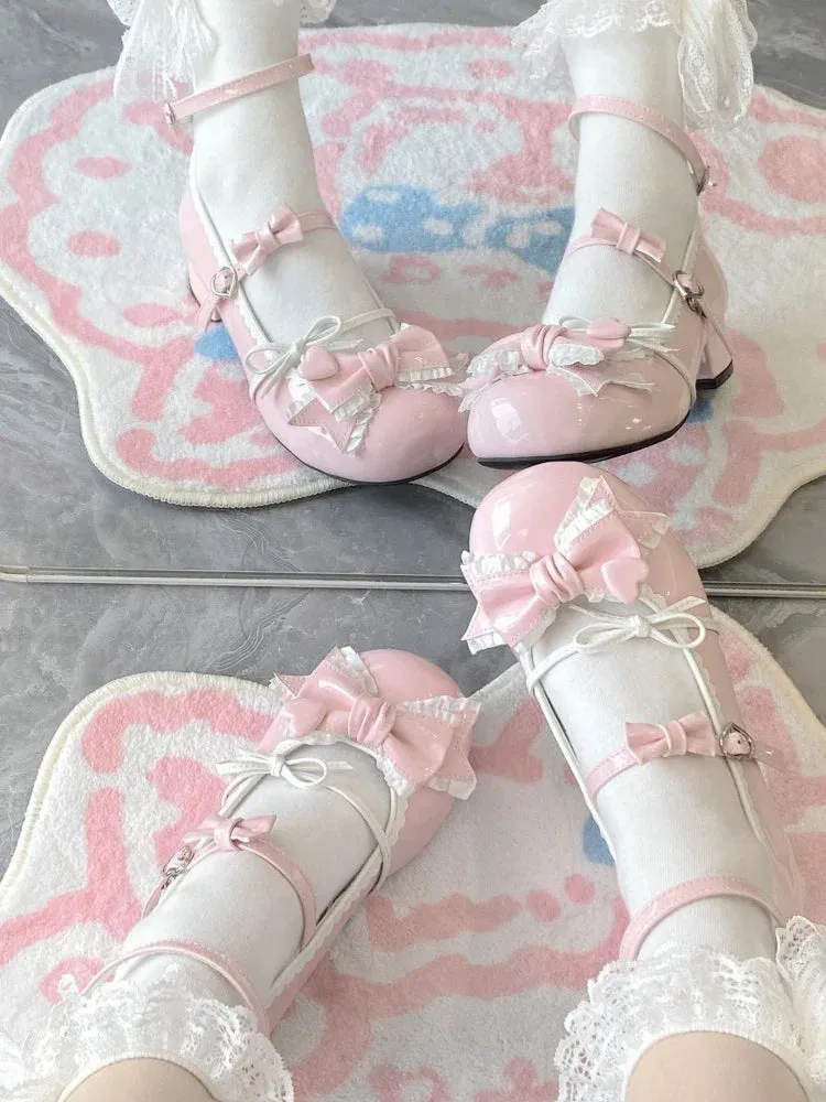 binfenxie Japanese Kawaii Lolita Mary Janes Shoes Women Bow-knot Vintage Sweet Pumps Shoes Female Elegant Fashion Buckle Strap Shoes