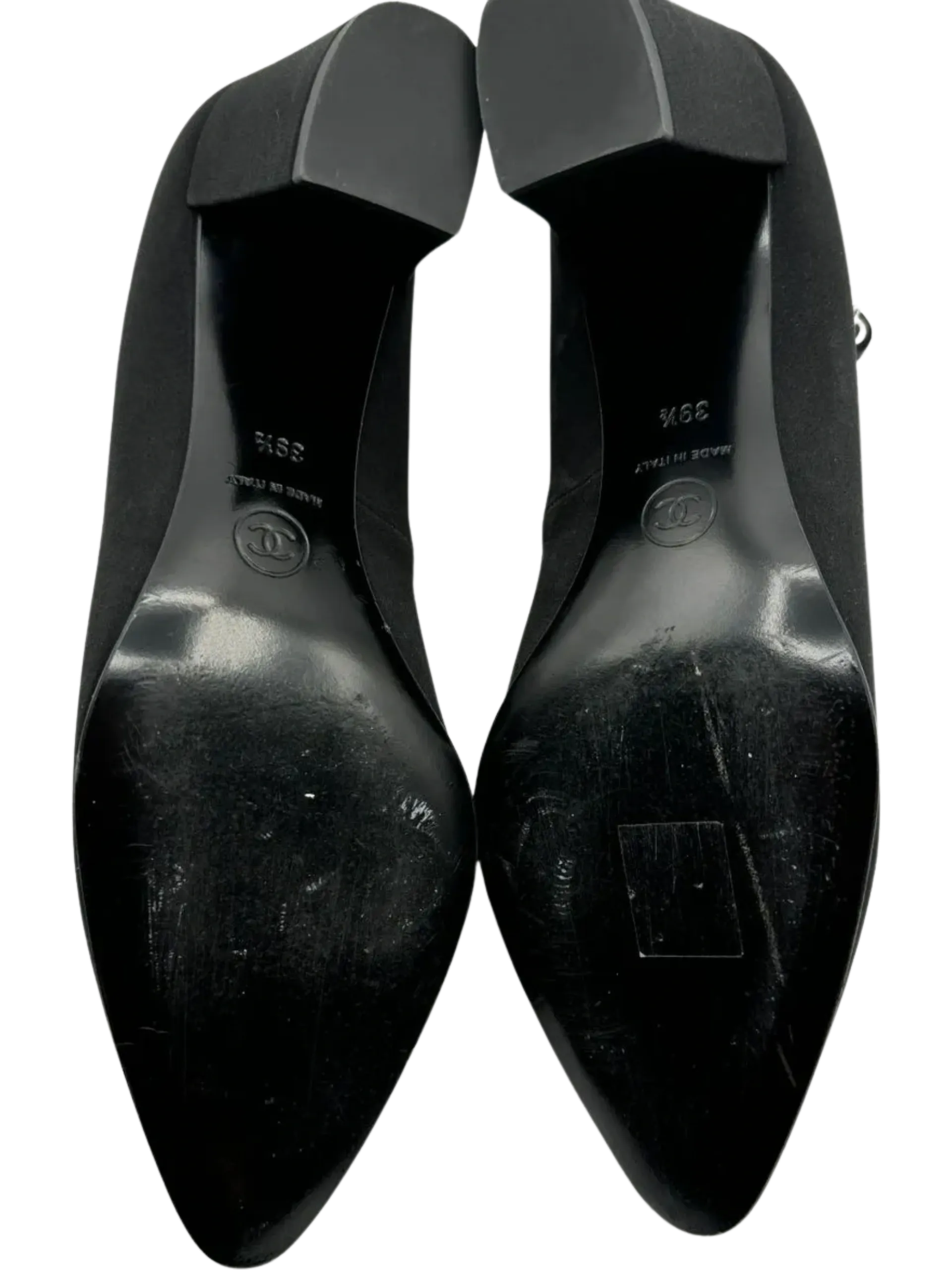 Chanel Crepe Satin Mary Jane Pumps Size 39.5