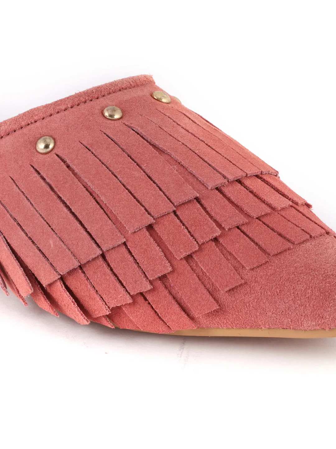 Coral Synthetic Pointed Toe Marissa Flat Mules