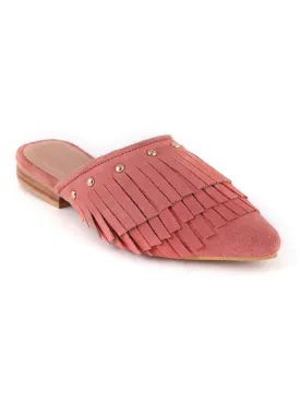 Coral Synthetic Pointed Toe Marissa Flat Mules