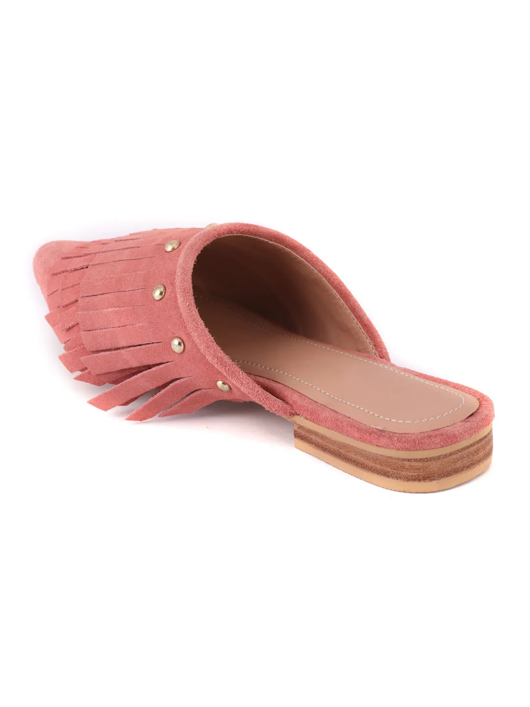 Coral Synthetic Pointed Toe Marissa Flat Mules