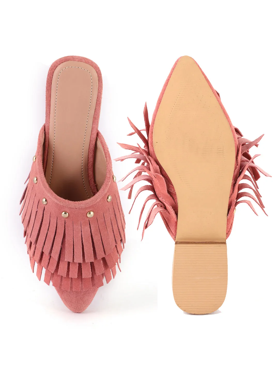 Coral Synthetic Pointed Toe Marissa Flat Mules