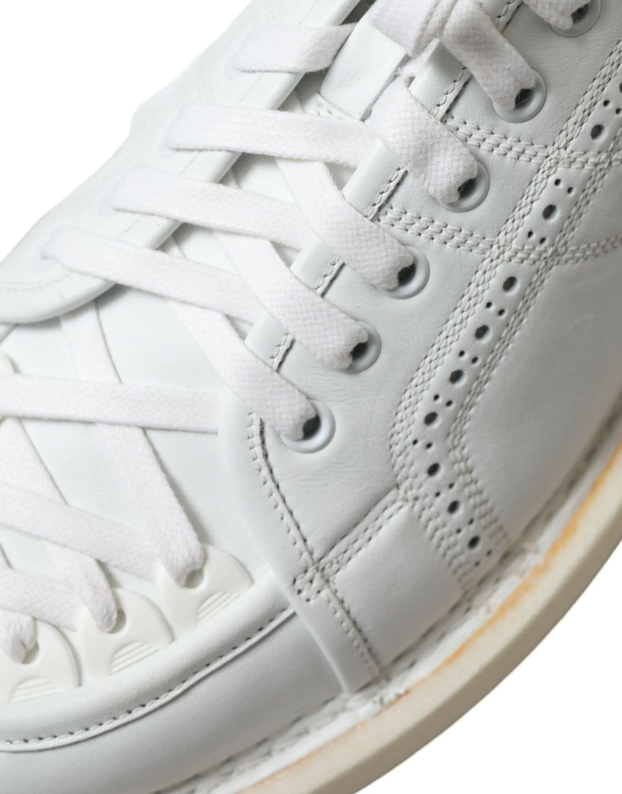 Dolce & Gabbana White Leather Low Top Oxford Sneakers Shoes