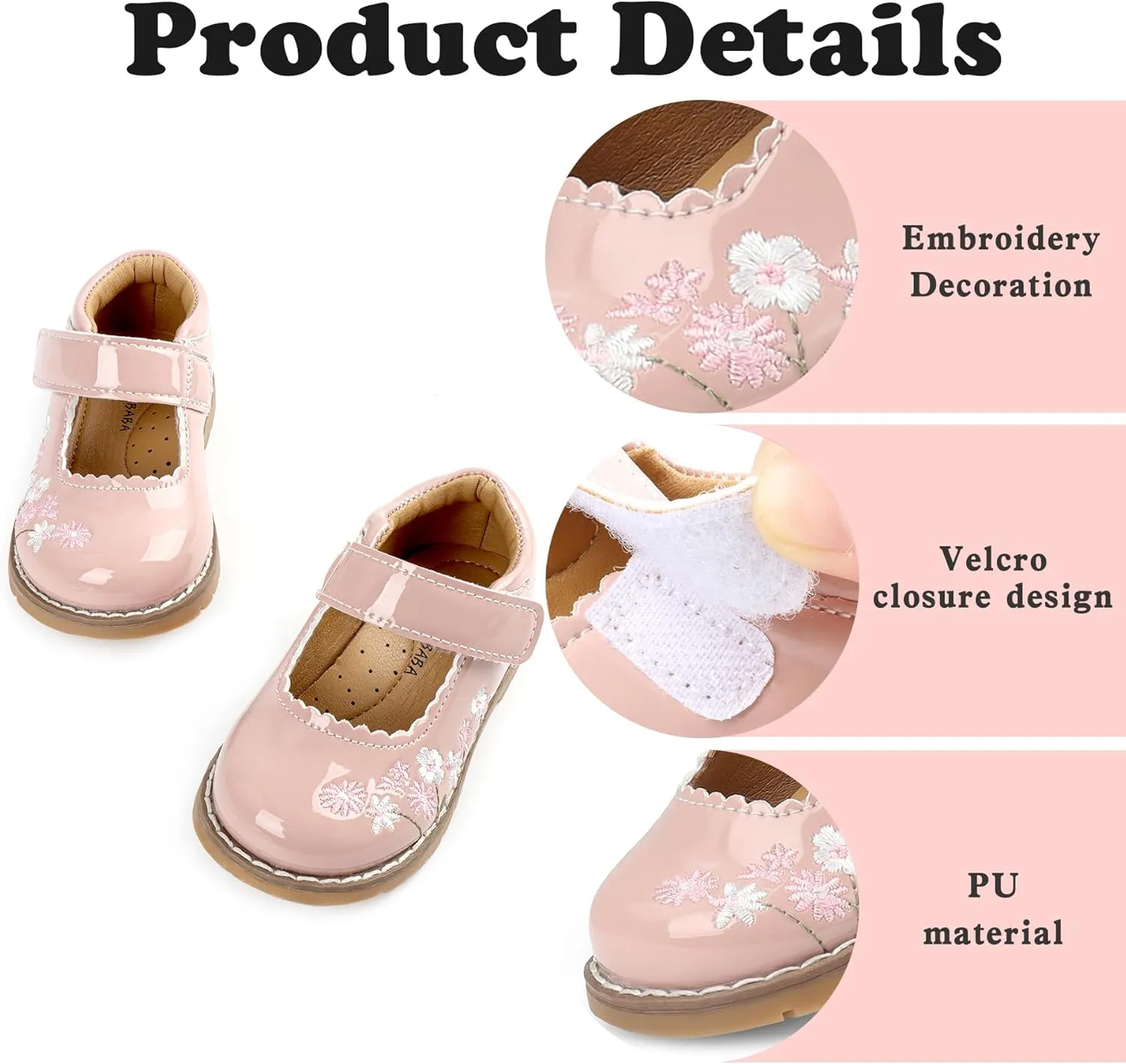 Dress Shoes for Girls Bow Flower Girl Mary Jane Flats Little Girl Dress Shoes for Wedding, Party, Birthday