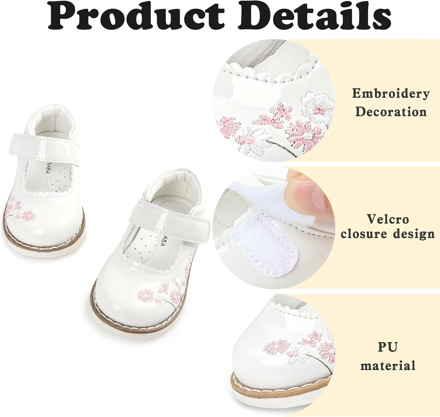 Dress Shoes for Girls Bow Flower Girl Mary Jane Flats Little Girl Dress Shoes for Wedding, Party, Birthday