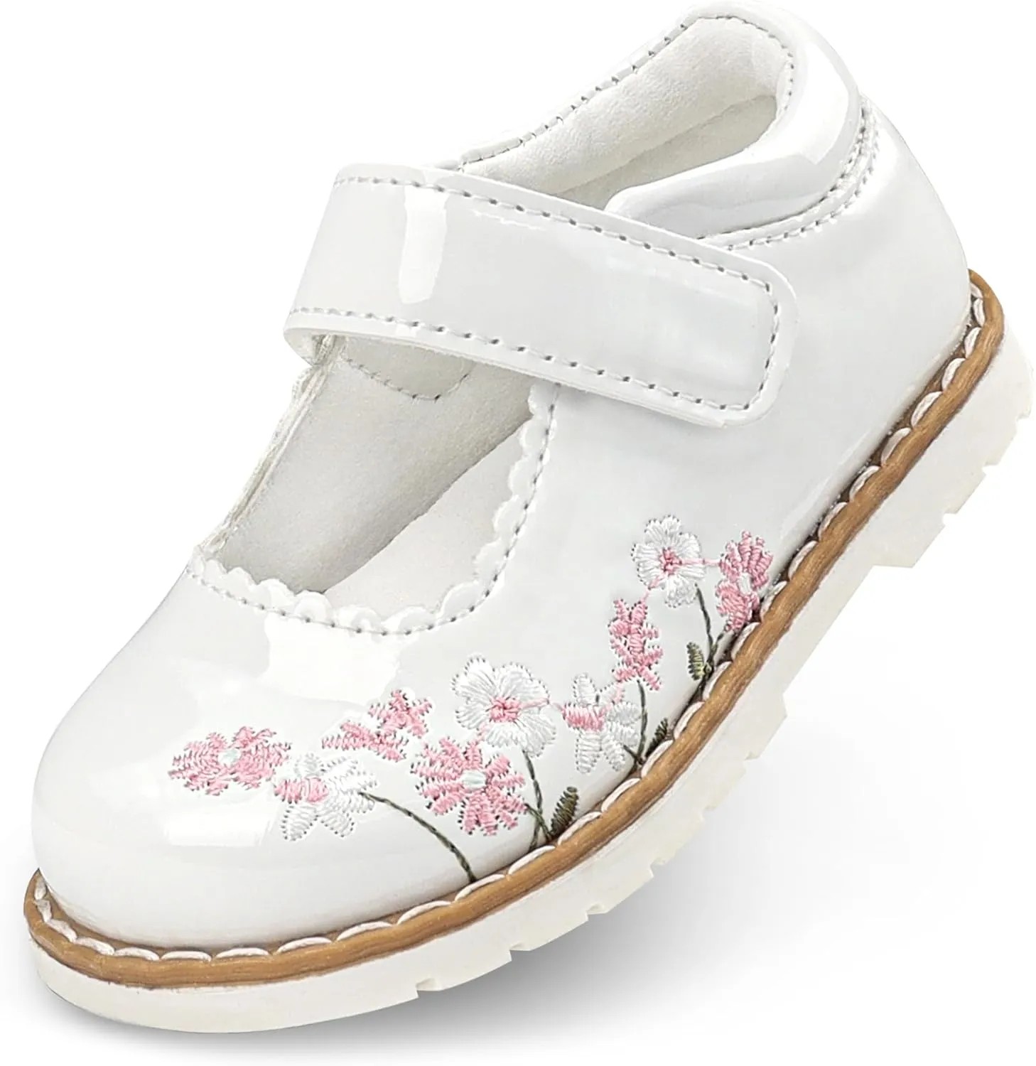 Dress Shoes for Girls Bow Flower Girl Mary Jane Flats Little Girl Dress Shoes for Wedding, Party, Birthday