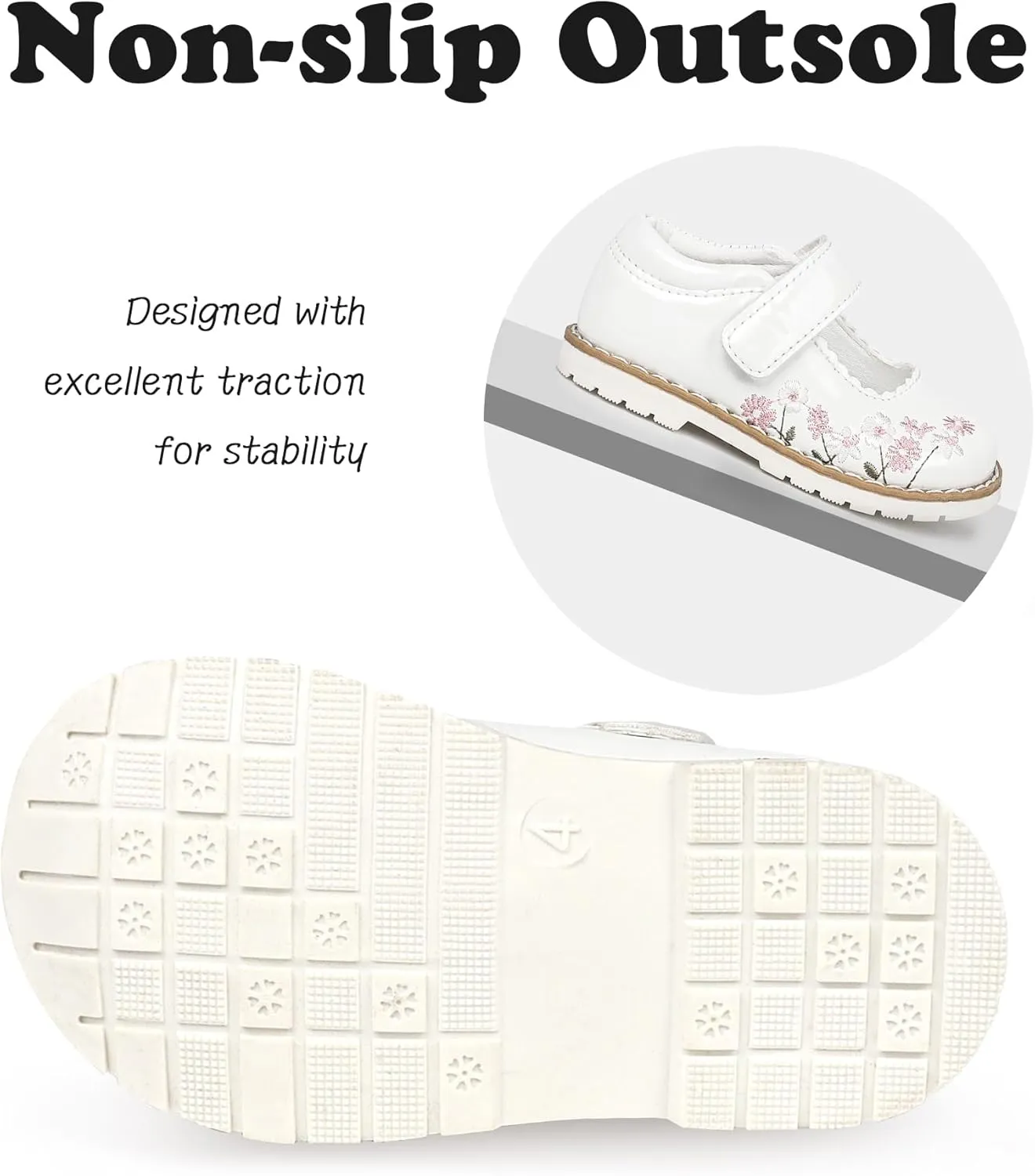 Dress Shoes for Girls Bow Flower Girl Mary Jane Flats Little Girl Dress Shoes for Wedding, Party, Birthday