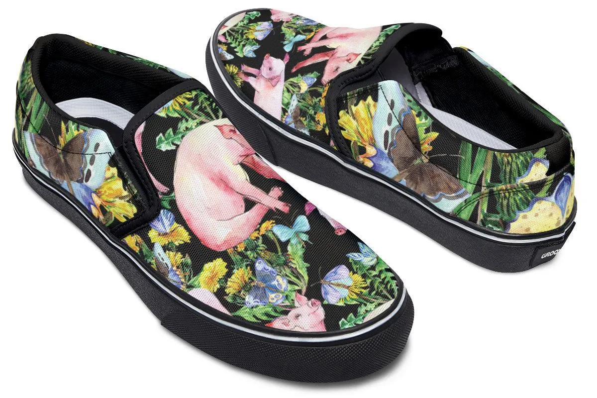 Floral Pig Slip-On Shoes