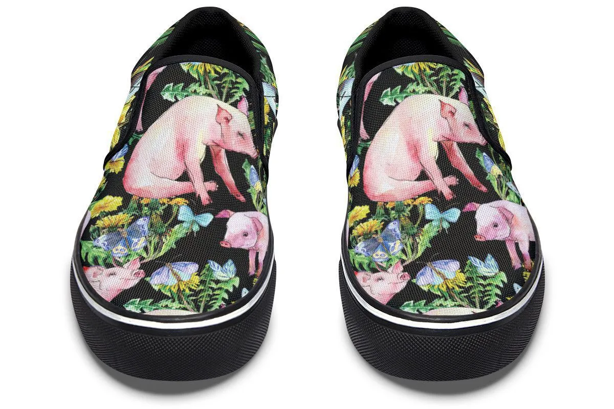 Floral Pig Slip-On Shoes