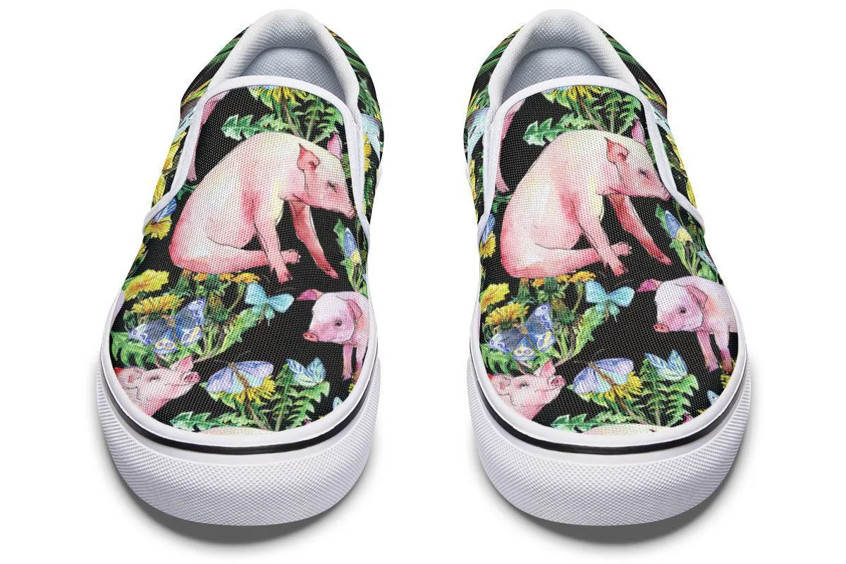 Floral Pig Slip-On Shoes