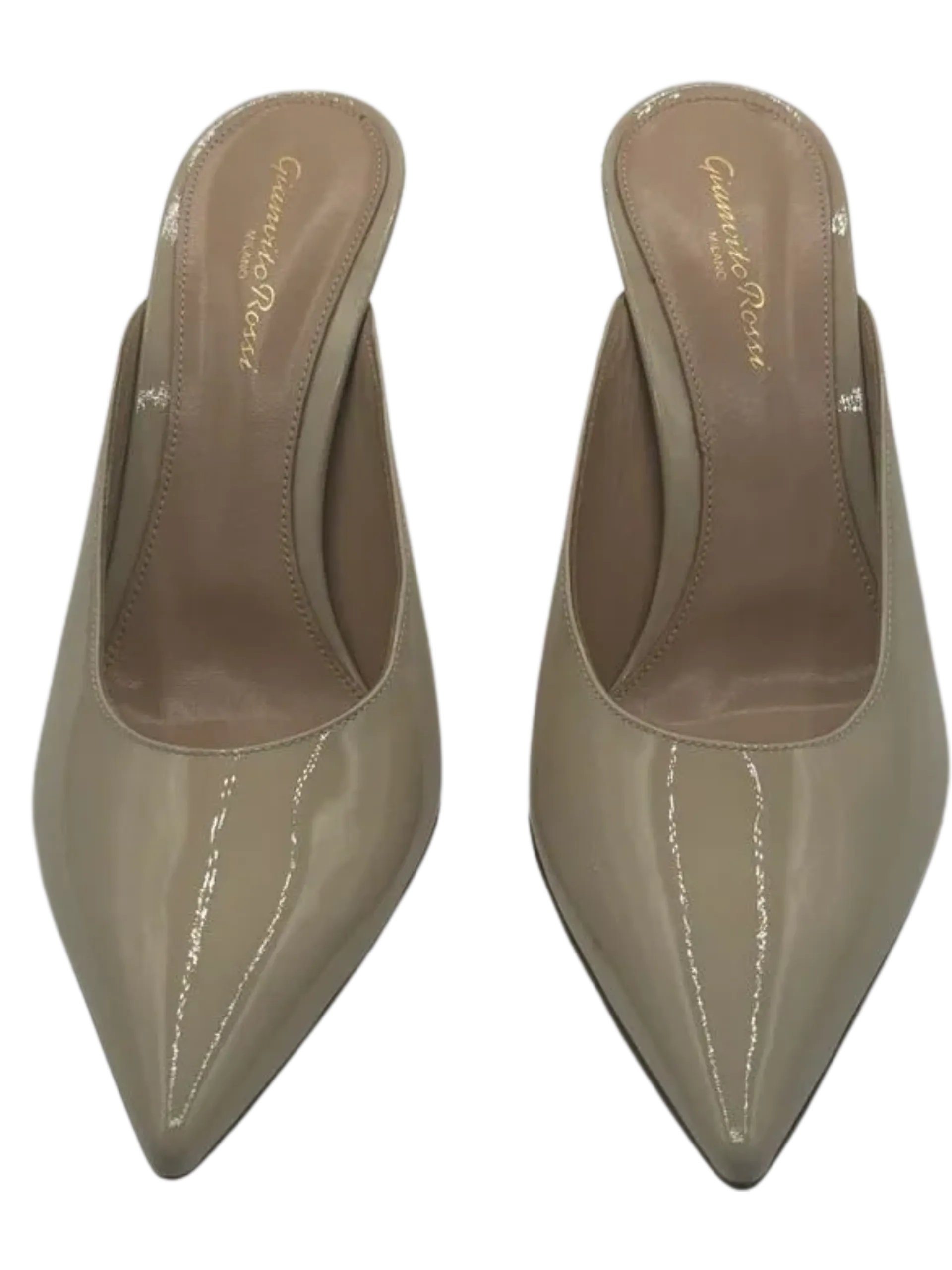 Gianvito Rossi Cream Patent Leather Paige Mules