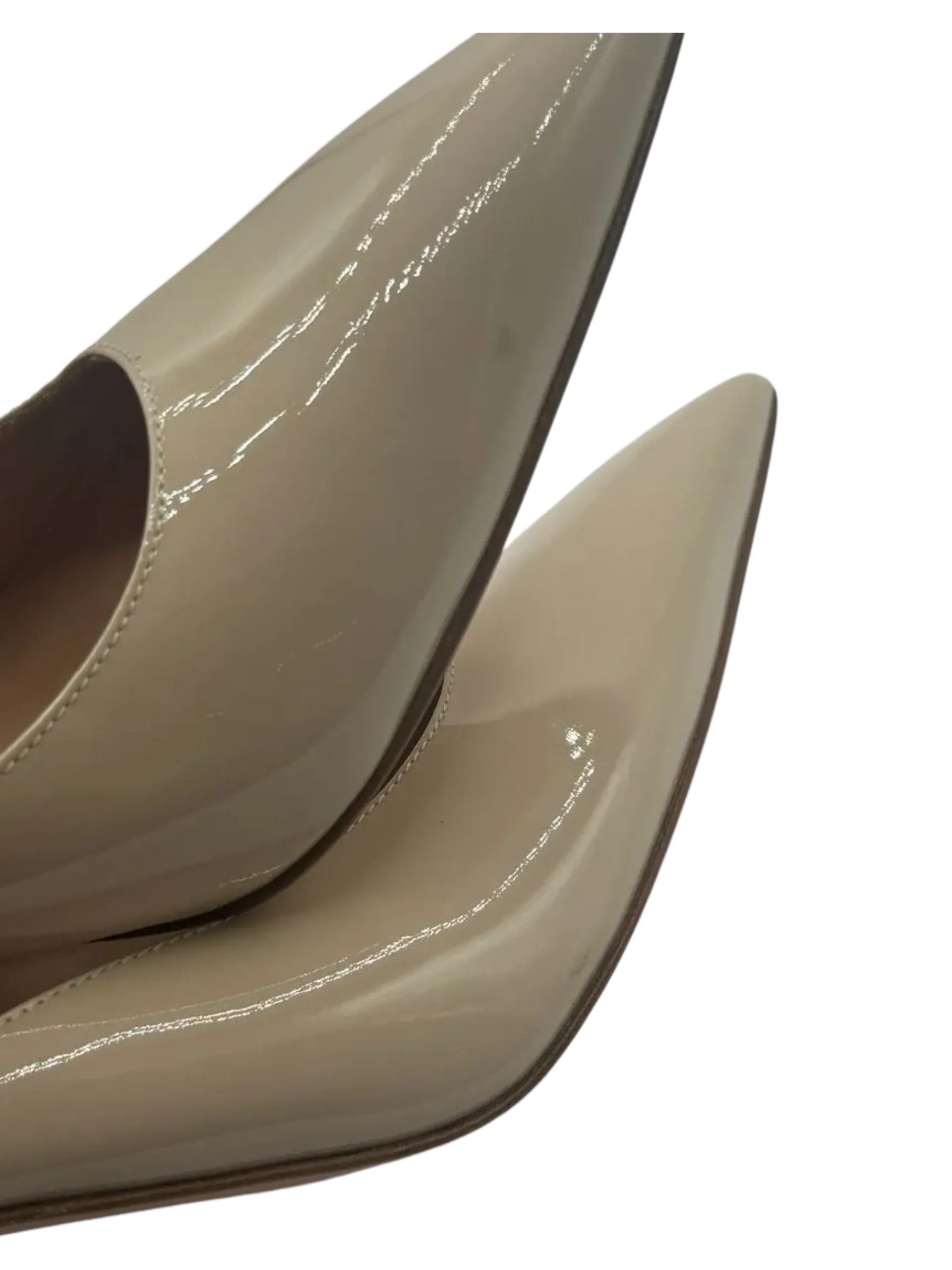 Gianvito Rossi Cream Patent Leather Paige Mules
