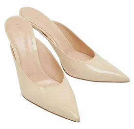 Gianvito Rossi Cream Patent Leather Paige Mules