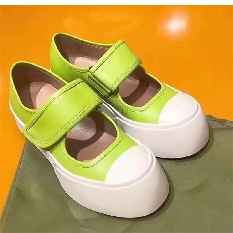 Hnzxzm Platform Wedge Woman Canvas Pu Fashion Shoes Women Round Toe Thick Bottom College Mary Janes Shoe