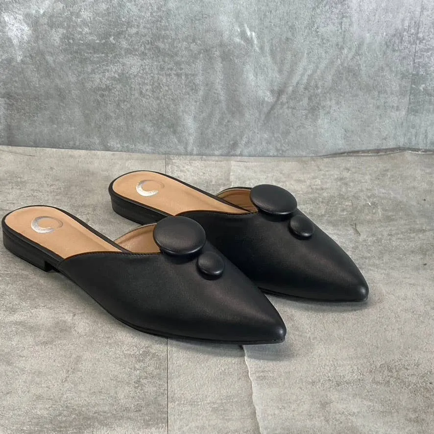 JOURNEE COLLECTION Women's Black Mallorie Button Pointed-Toe Slip-on Mules SZ8.5