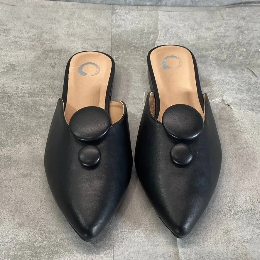 JOURNEE COLLECTION Women's Black Mallorie Button Pointed-Toe Slip-on Mules SZ8.5