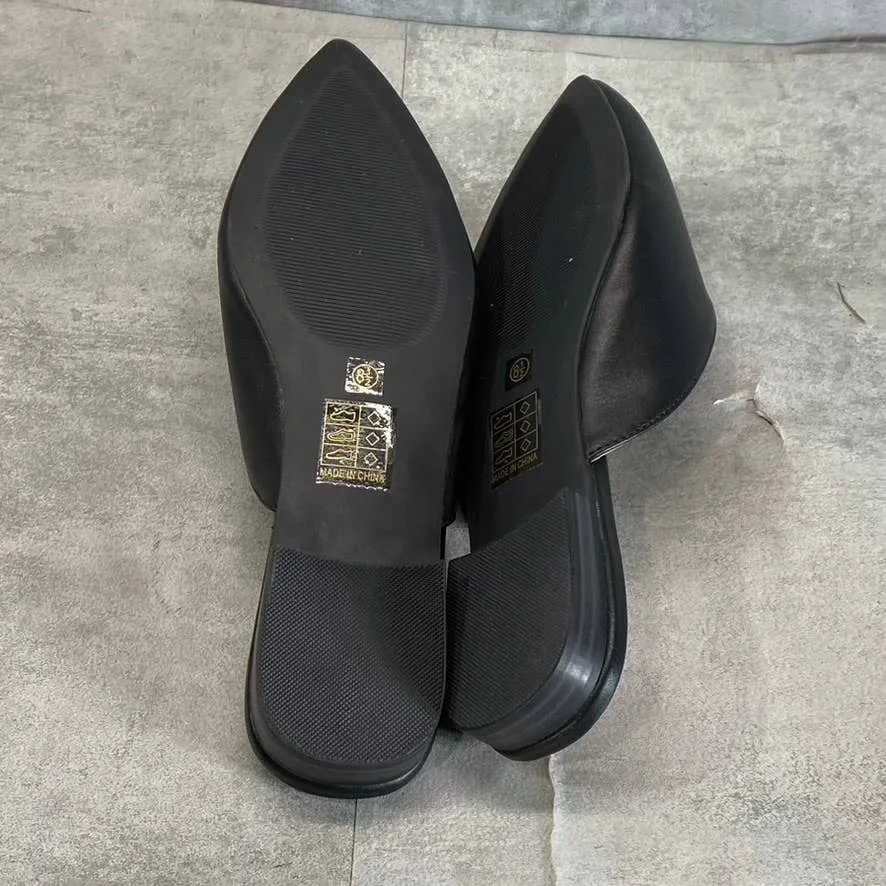 JOURNEE COLLECTION Women's Black Mallorie Button Pointed-Toe Slip-on Mules SZ8.5
