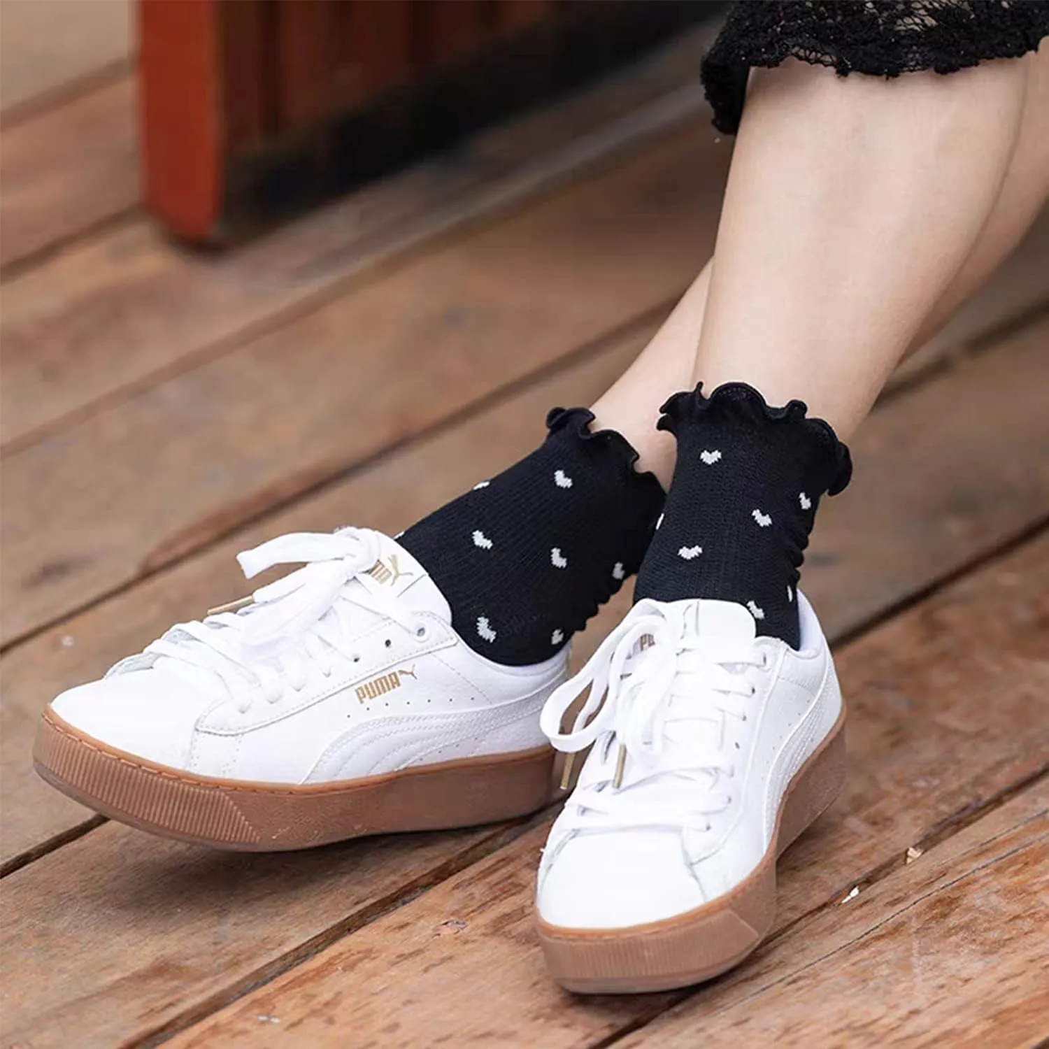 Mcool Mary Womens Socks, Ruffle Casual Ankle Socks Breathable Cool Cotton Knit Lettuce Crew Sock 6 Pack