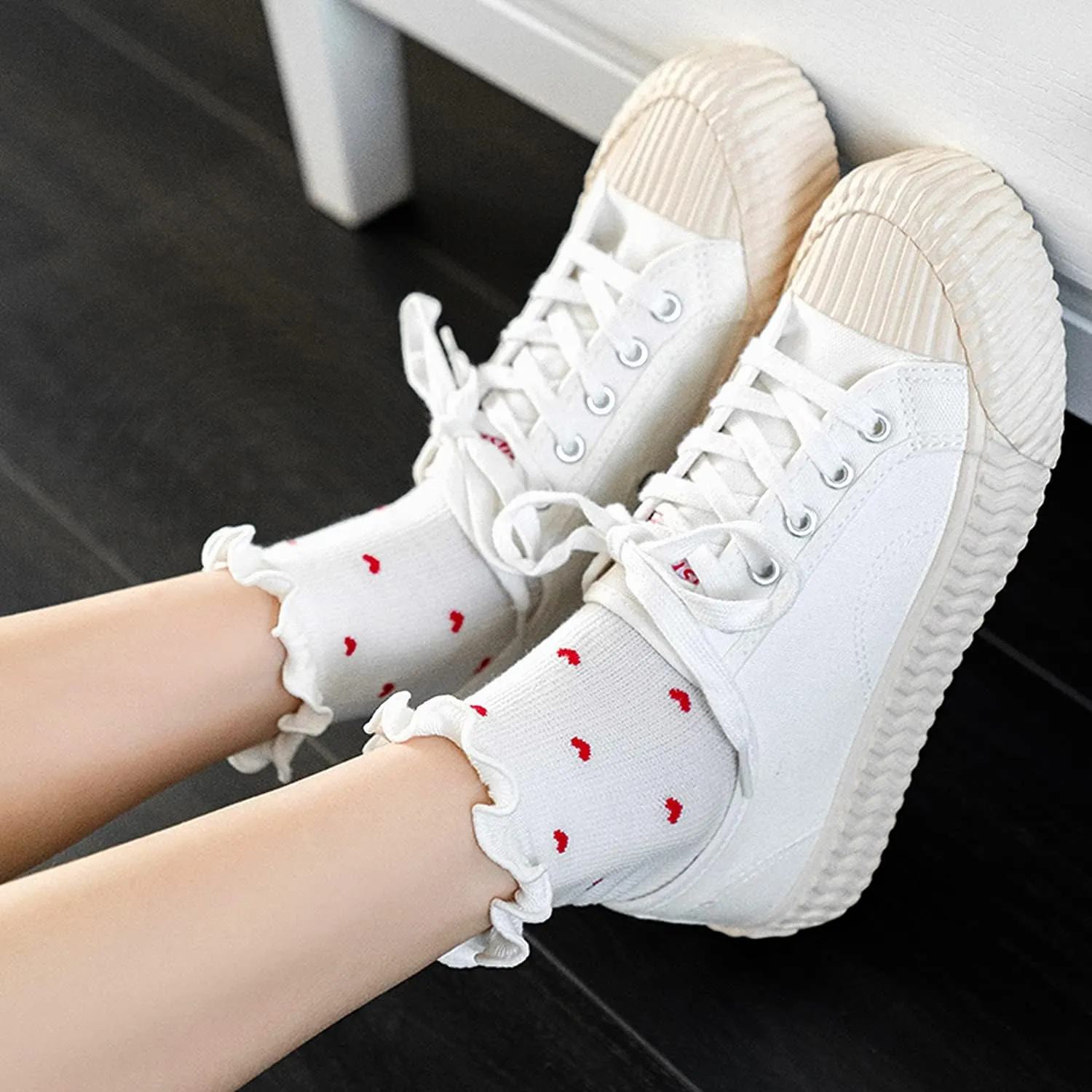 Mcool Mary Womens Socks, Ruffle Casual Ankle Socks Breathable Cool Cotton Knit Lettuce Crew Sock 6 Pack