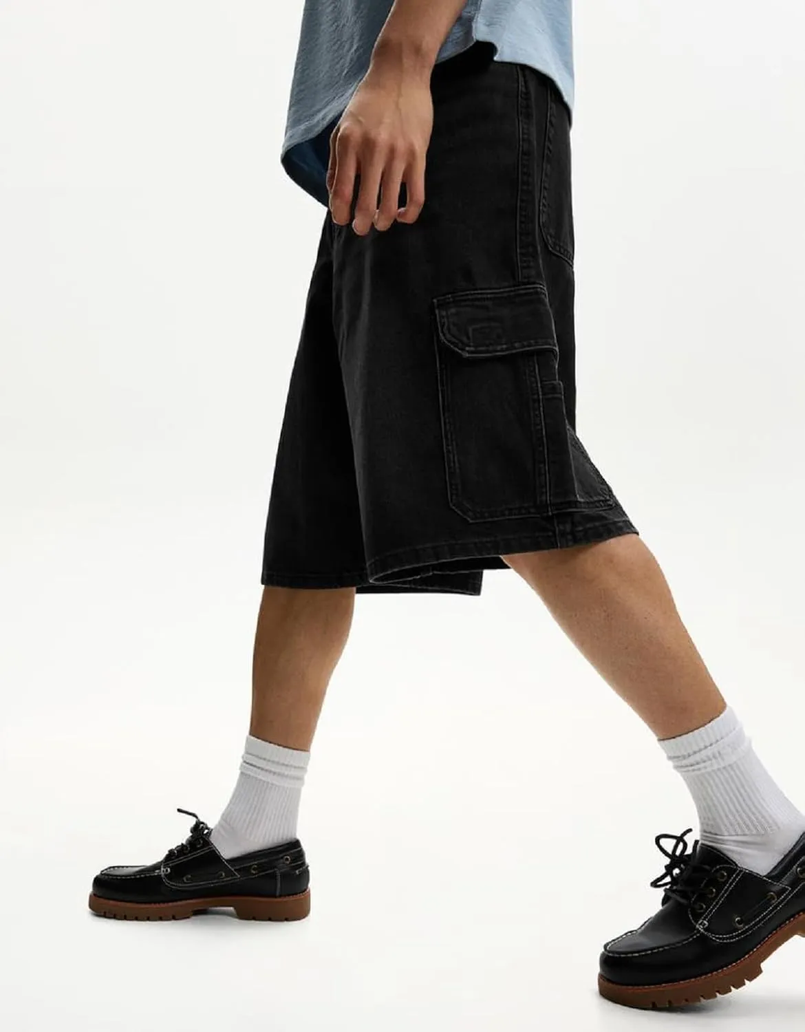 Mens Loose Denim Shorts Baggy Casual Wide Leg Mid Jean Jorts Zipper Hip Hop Shorts with Pockets Streetwear