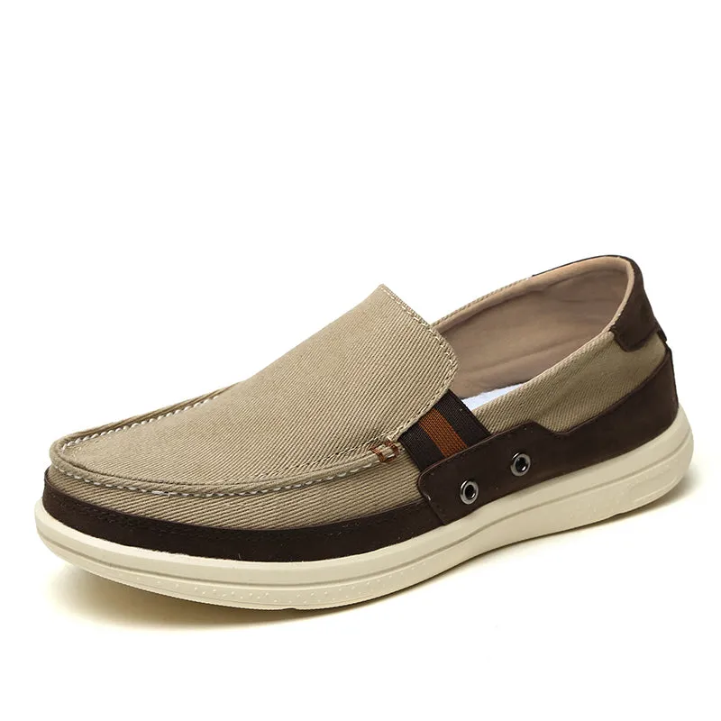 Mens Slip On Canvas Shoes Outdoor Walking Boat Shoes | runandup
