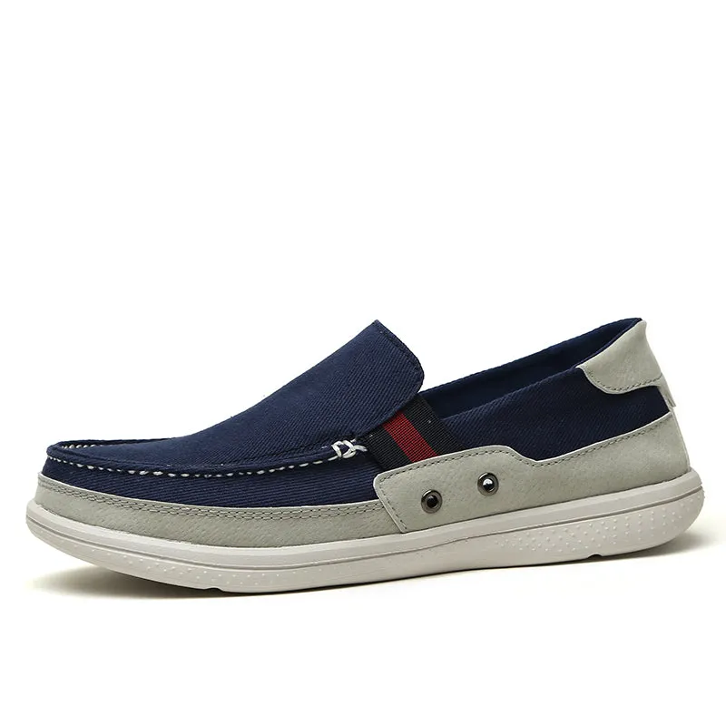 Mens Slip On Canvas Shoes Outdoor Walking Boat Shoes | runandup