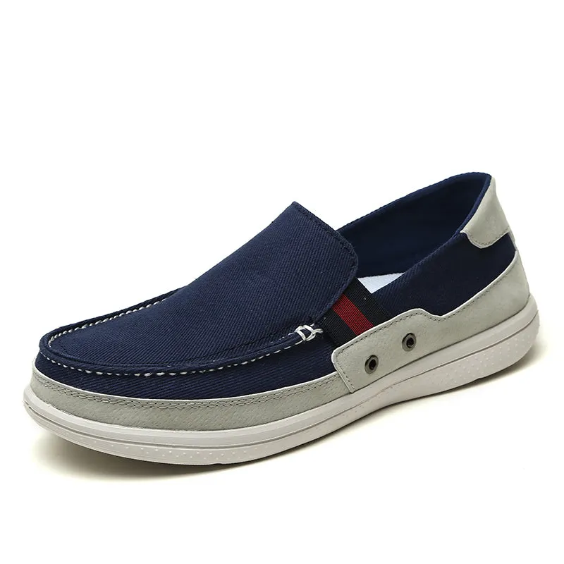 Mens Slip On Canvas Shoes Outdoor Walking Boat Shoes | runandup