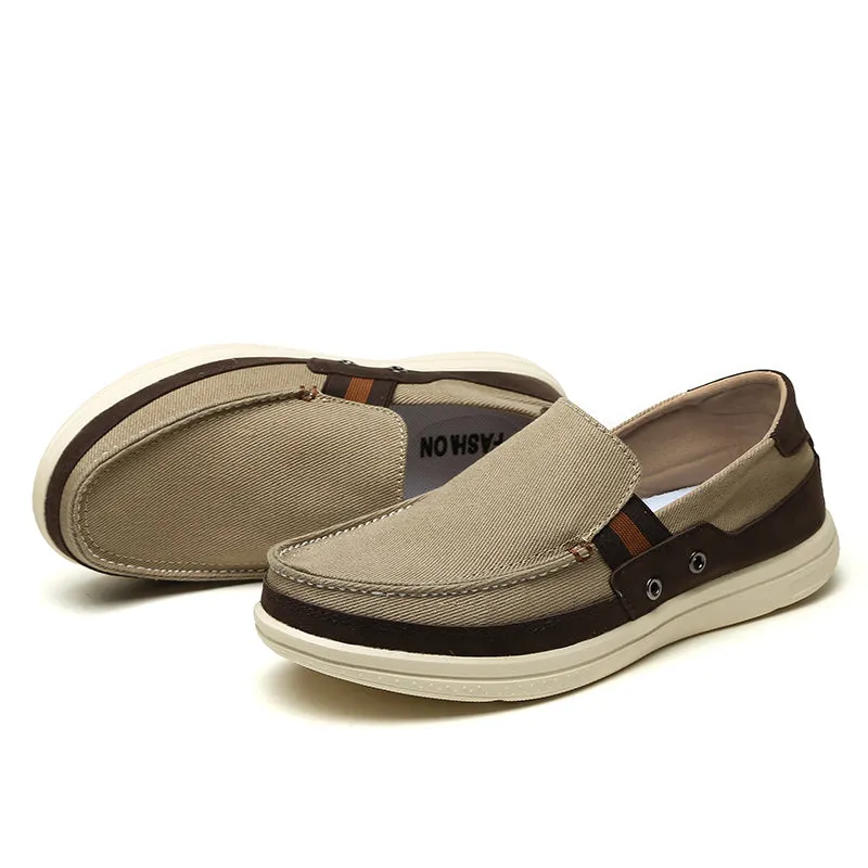 Mens Slip On Canvas Shoes Outdoor Walking Boat Shoes | runandup