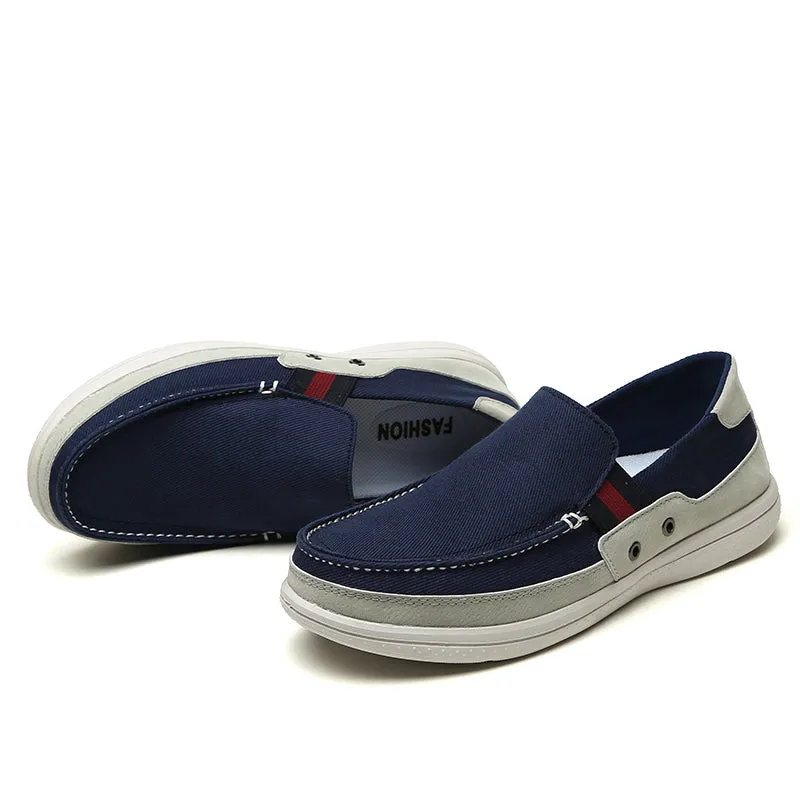 Mens Slip On Canvas Shoes Outdoor Walking Boat Shoes | runandup
