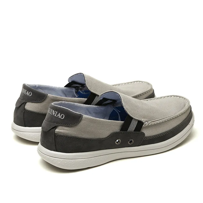 Mens Slip On Canvas Shoes Outdoor Walking Boat Shoes | runandup