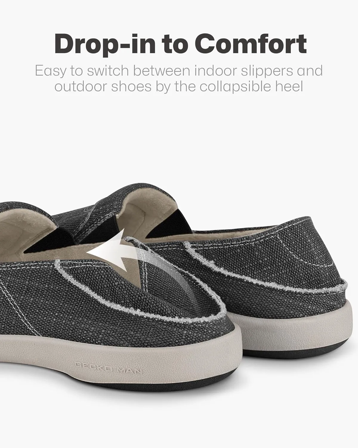 Mens Slip On Shoes, Mens Boat Shoes with Arch Support, Orthopedic Canvas Loafers for Plantar Fasciitis, Indoor & Outdoor Walking Slippers Shoes for Pain Relief