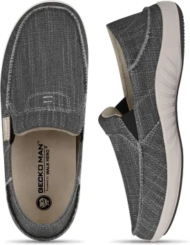 Mens Slip On Shoes, Mens Boat Shoes with Arch Support, Orthopedic Canvas Loafers for Plantar Fasciitis, Indoor & Outdoor Walking Slippers Shoes for Pain Relief