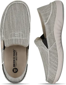 Mens Slip On Shoes, Mens Boat Shoes with Arch Support, Orthopedic Canvas Loafers for Plantar Fasciitis, Indoor & Outdoor Walking Slippers Shoes for Pain Relief
