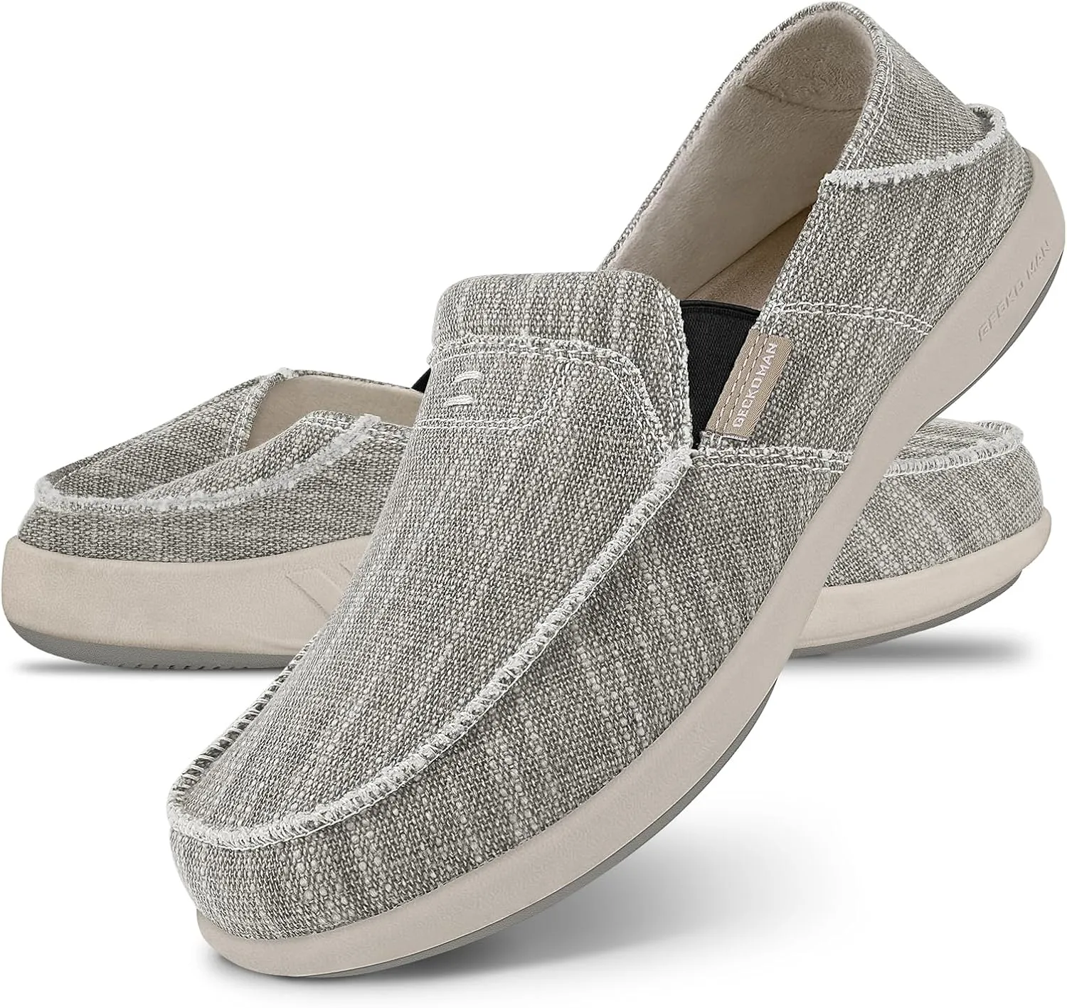 Mens Slip On Shoes, Mens Boat Shoes with Arch Support, Orthopedic Canvas Loafers for Plantar Fasciitis, Indoor & Outdoor Walking Slippers Shoes for Pain Relief