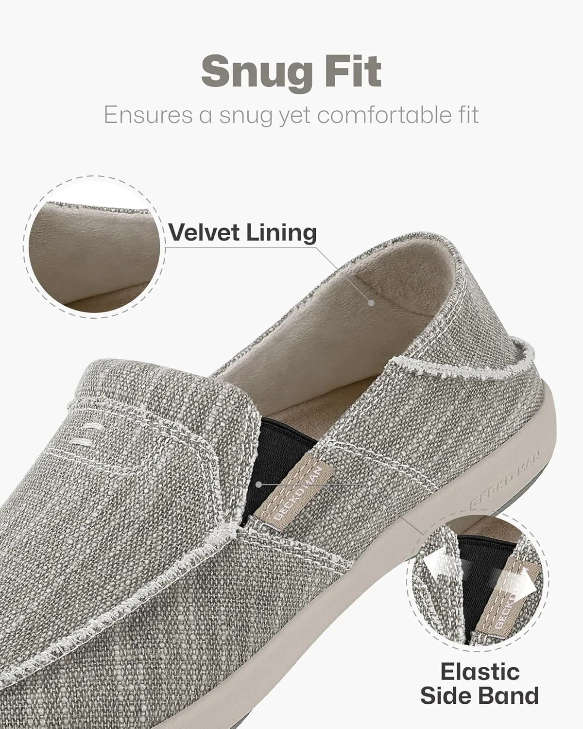 Mens Slip On Shoes, Mens Boat Shoes with Arch Support, Orthopedic Canvas Loafers for Plantar Fasciitis, Indoor & Outdoor Walking Slippers Shoes for Pain Relief