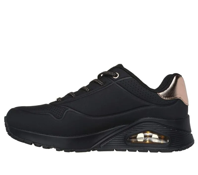 Skechers Women's Uno Shimmer Away Sneakers- Black