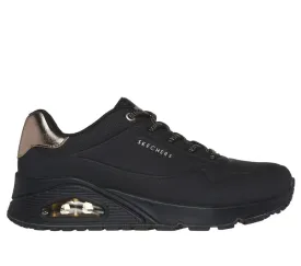 Skechers Women's Uno Shimmer Away Sneakers- Black