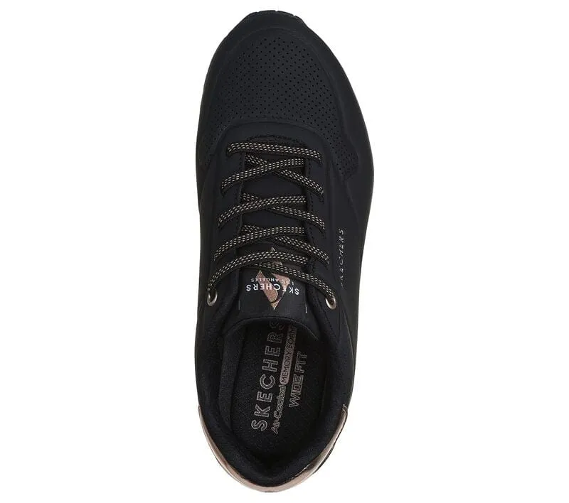 Skechers Women's Uno Shimmer Away Sneakers- Black