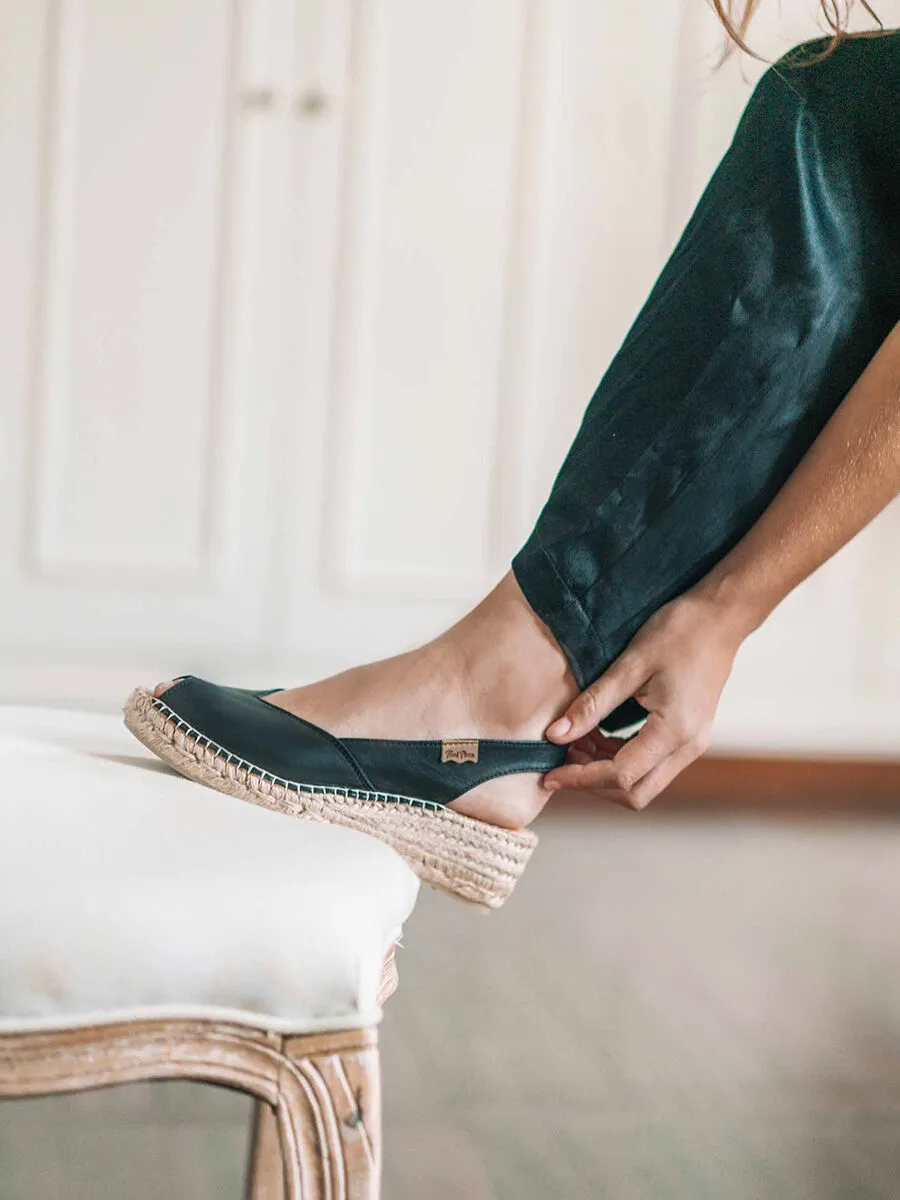 Wedge espadrilles in leather - BERNIA-P