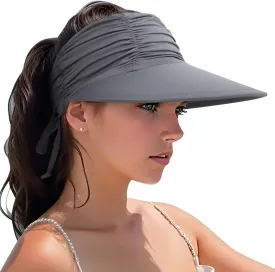 Women Visor Sun Hat Adjustable Foldable Wide Brim Sun Hats Summer UPF 50  UV Protection Visor Cap for Outdoor Beach