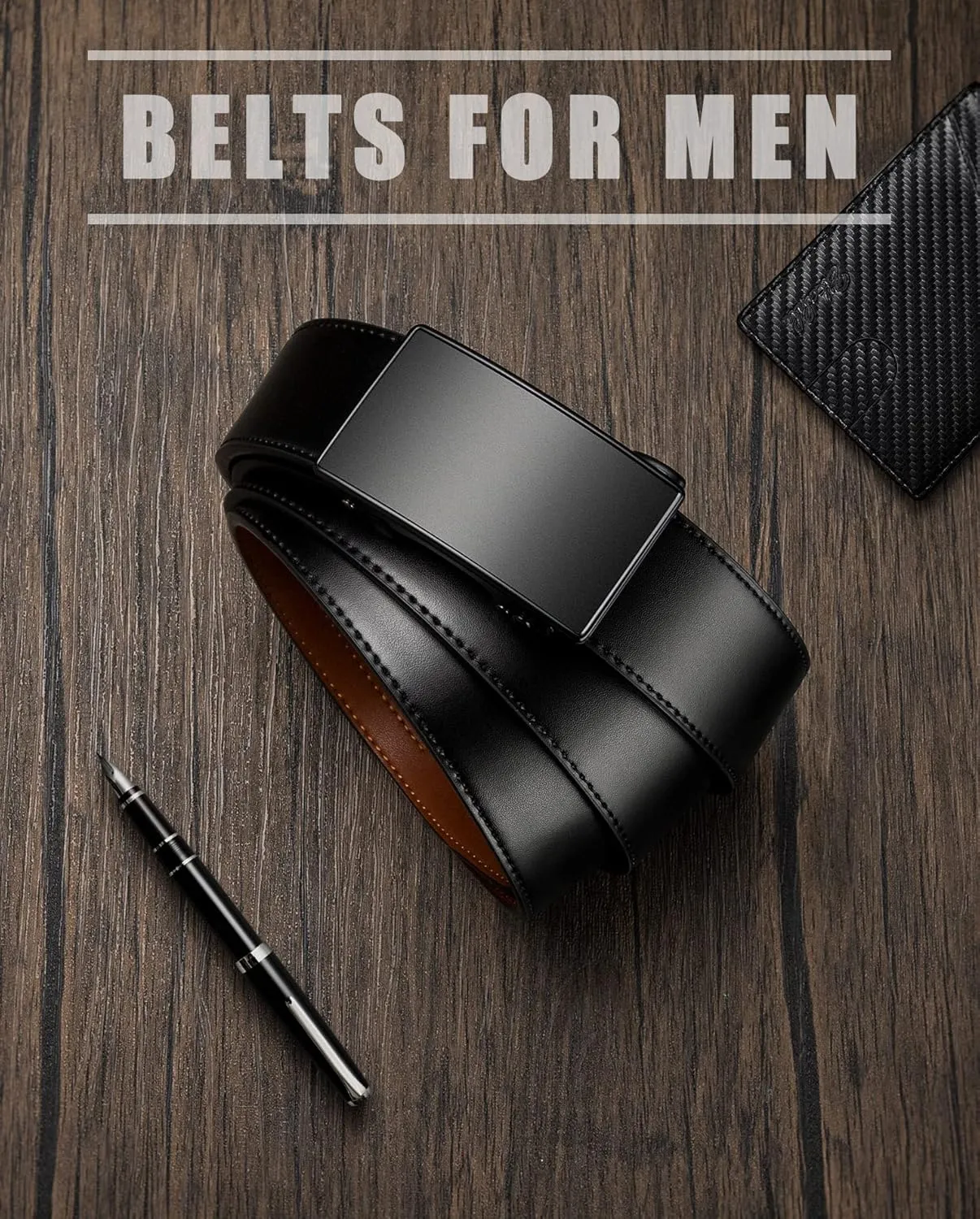 Zitahli Ratchet Belt for Men,Upgraded Tail Hidden Design mens belt Leather for Dress Pant Shirt Oxfords,Micro Adjustable