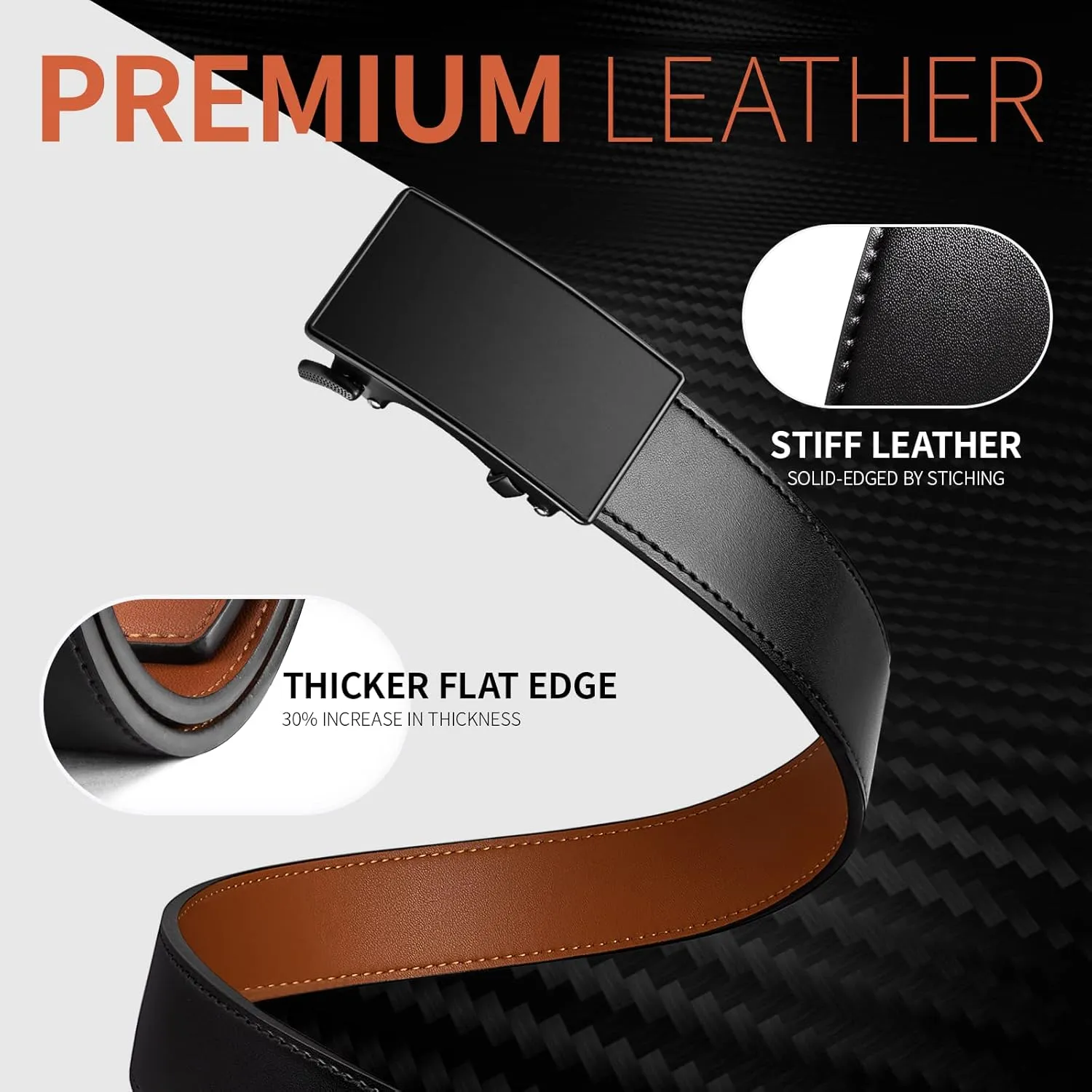 Zitahli Ratchet Belt for Men,Upgraded Tail Hidden Design mens belt Leather for Dress Pant Shirt Oxfords,Micro Adjustable
